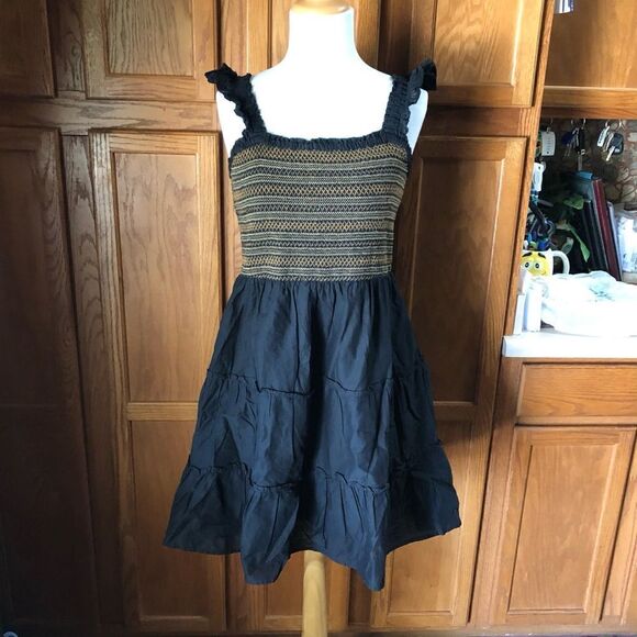 J Crew Square Neck Ruffle Smocked Tiered Mini Sundress - PL - Picture 1 of 15